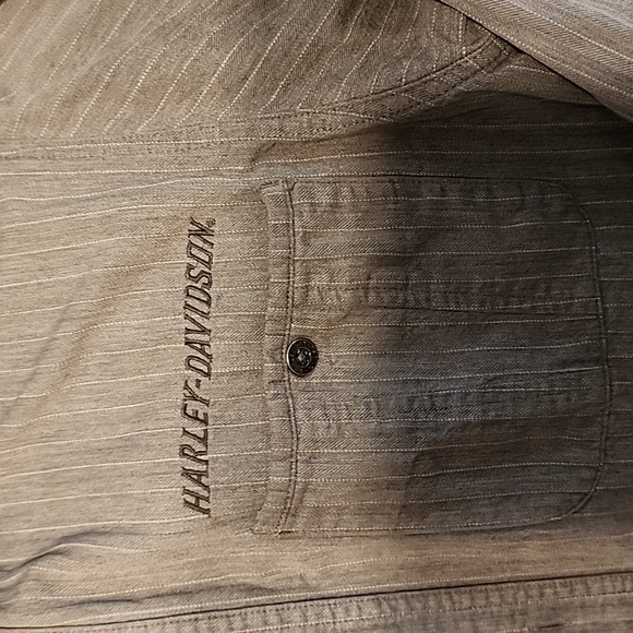 Harley Davidson men's medium Button down gray sh - Picture 2 of 7